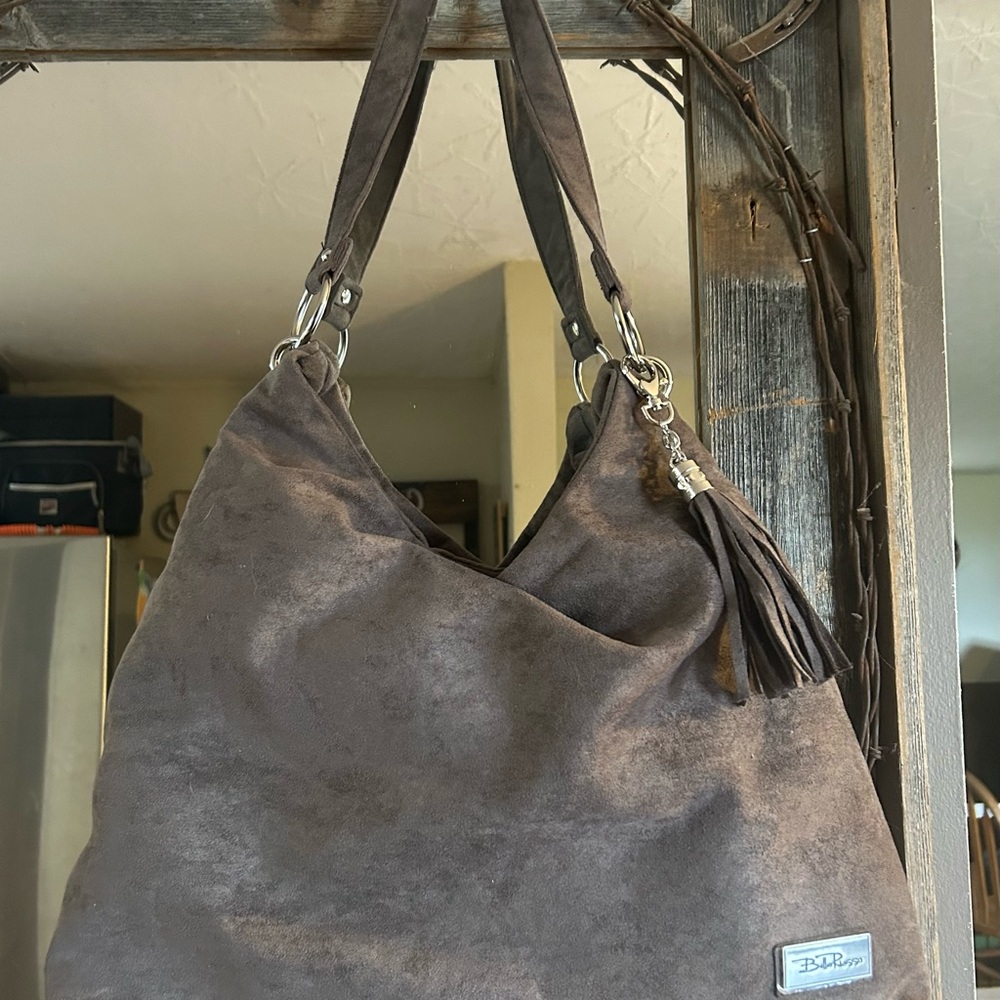 Elegant Brown Suede Shoulder Bag New